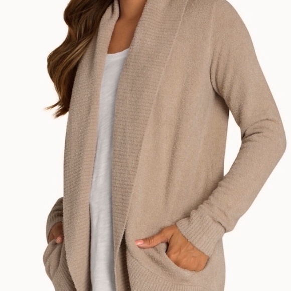 Barefoot Dreams Cozychic Lite Circle Cardigan Sweater Stone Neutral Large - Picture 1 of 8